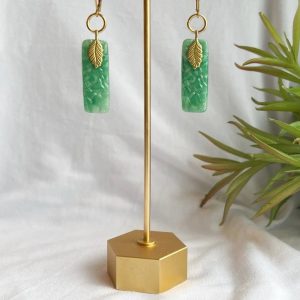 JADE GREEN PRESSED vintage glass earrings